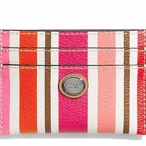 COACH Peyton Multi Stripe ID Card Case (COACH F62388) *SILVER/PINK MULTICOLOR*
